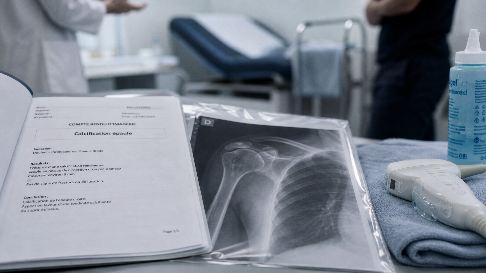 Calcification épaule cancer : radiographie et compte rendu médical