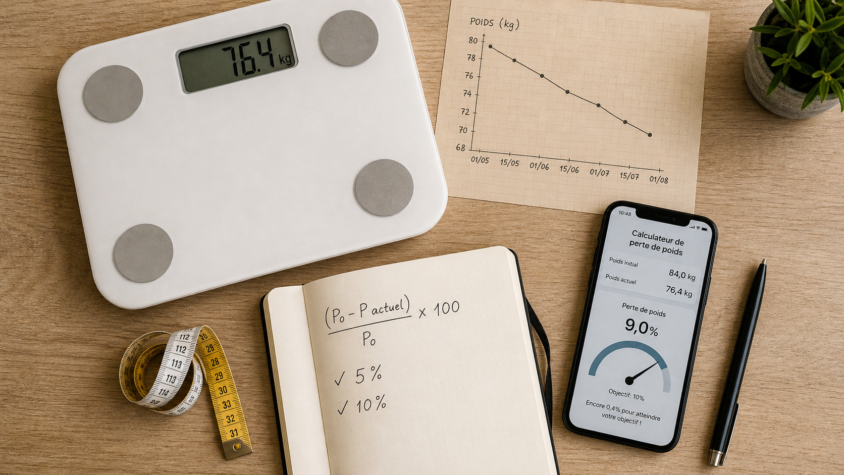 Perte de poids calcul : formule et pourcentage de perte de poids