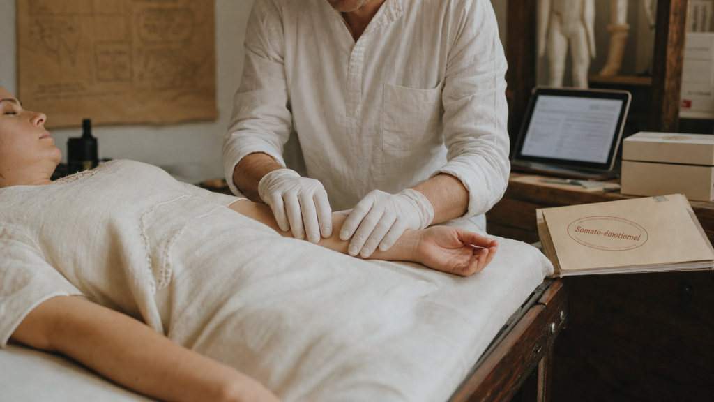 Somato émotionnel, soins sur avant-bras : douleurs persistantes et chocs anciens