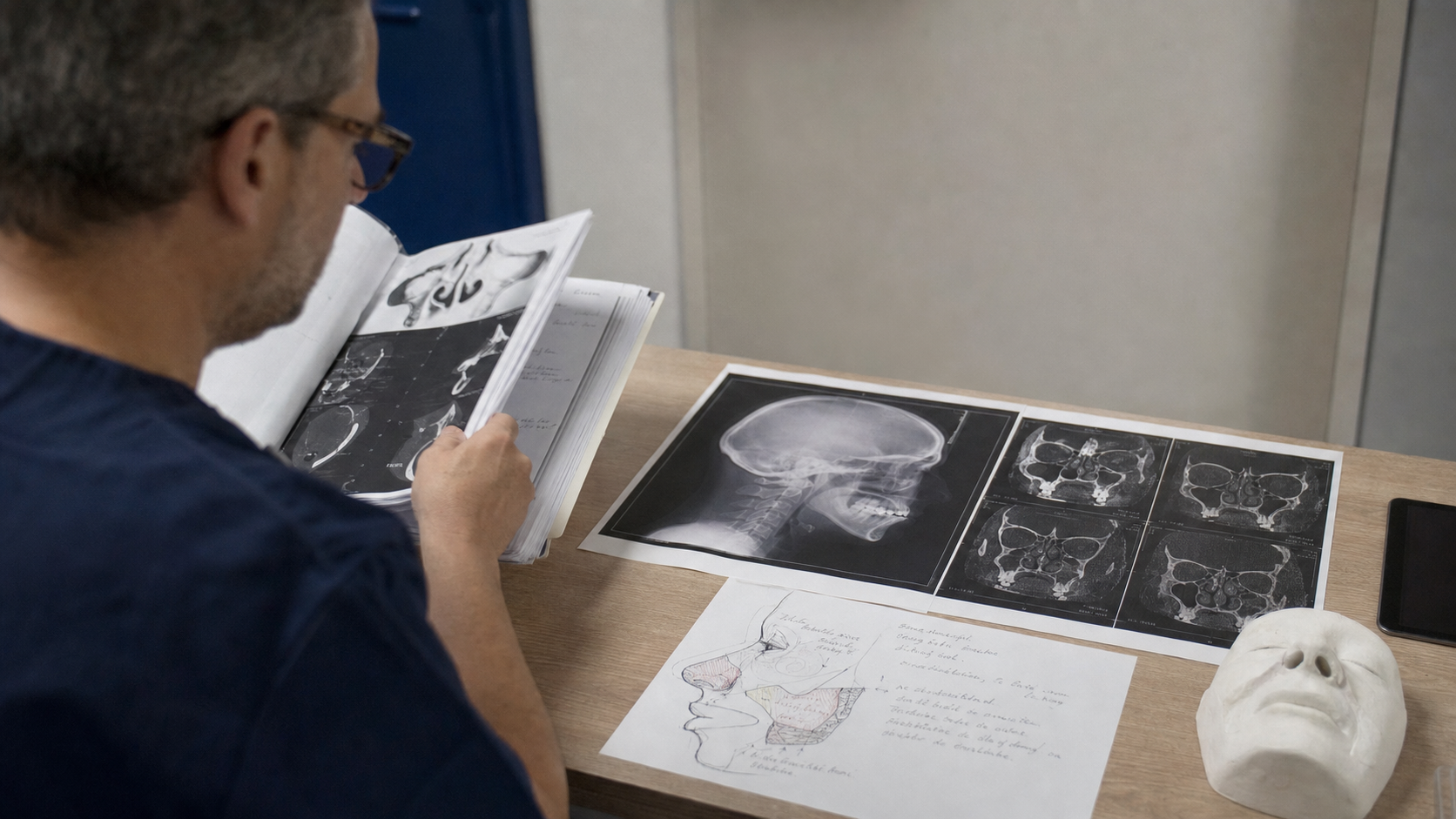 Syndrome de binder : chirurgien maxillo-facial avec radiographie et scanner cone-beam