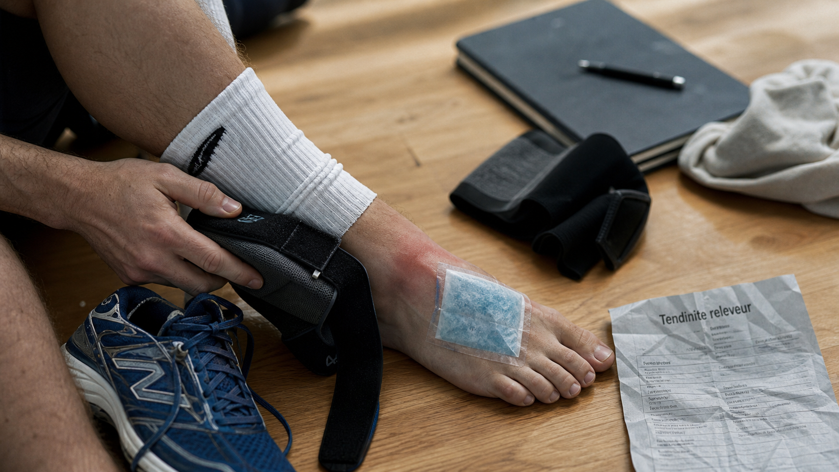 Tendinite releveur du pied : douleur sur le dessus du pied et attelle