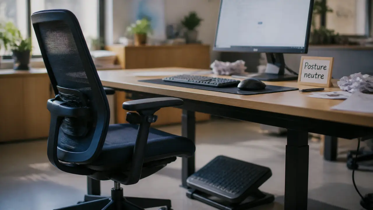 Bonne posture bureau : posture neutre au bureau, écran à hauteur des yeux