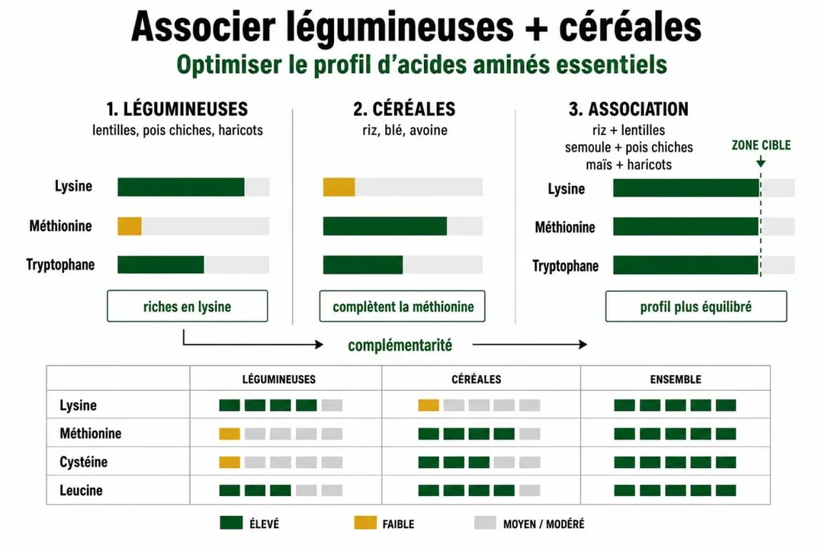 Schéma des meilleures associations de protéines végétales pour la musculation