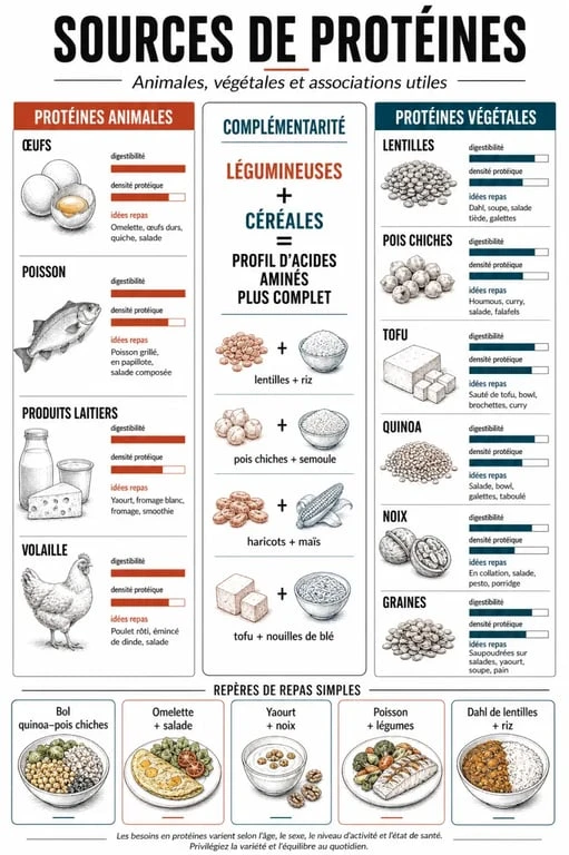 Pourquoi manger des protéines : comparer les sources animales et végétales