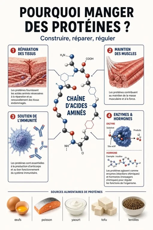Pourquoi manger des protéines : rôle dans les muscles, l’immunité et la récupération