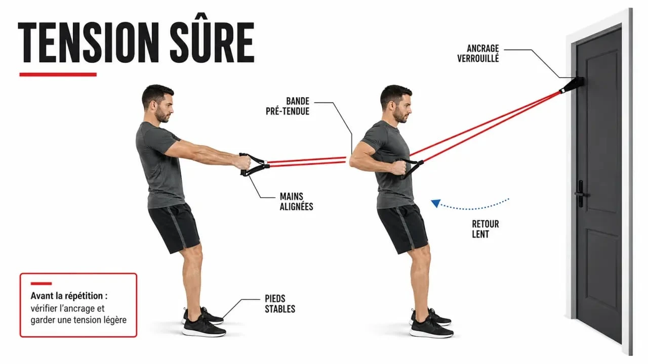 Musculation avec un elastique : sécurité, tension initiale et ancrage correct