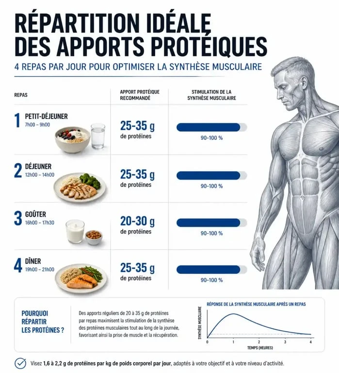 Répartition des protéines dans l'alimentation pour la musculation