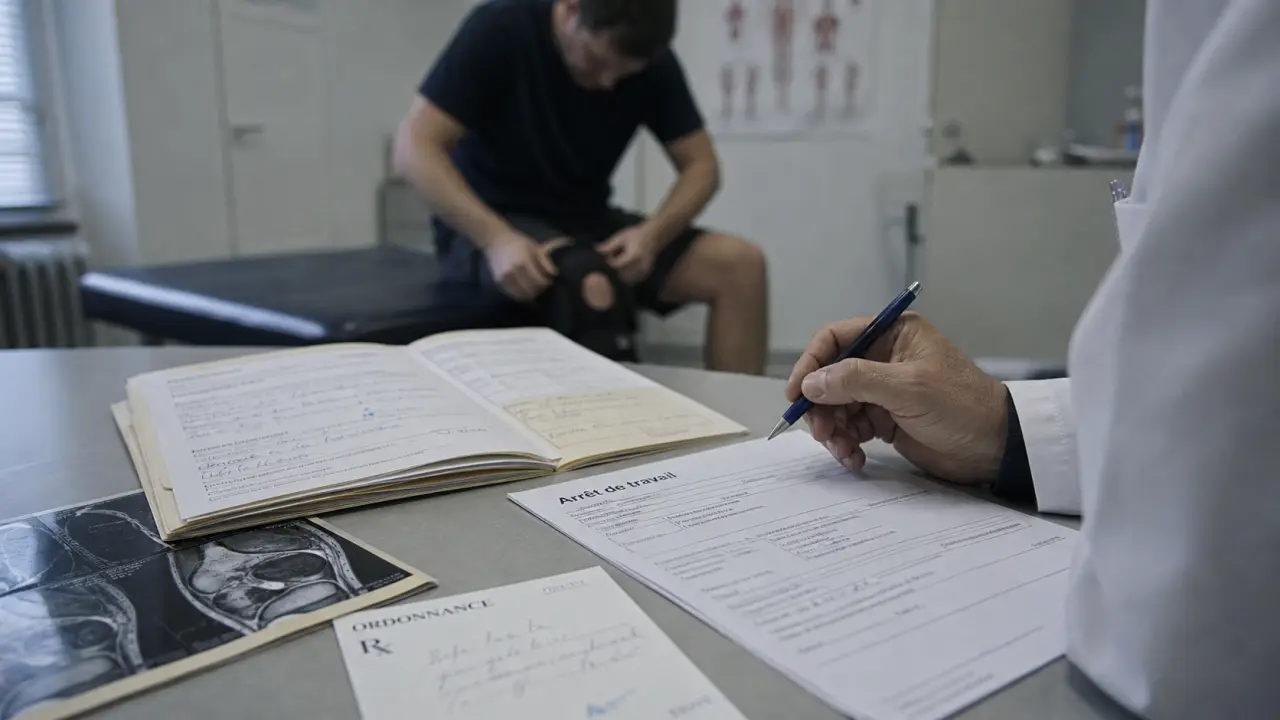 oedeme osseux arret de travail, dossier patient et IRM