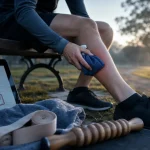 Périostite tibiale traitement naturel : glace sur le tibia pour soulager la douleur