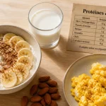 Petit dejeuner musculation : bol skyr et flocons d’avoine, 2 œufs, protéines