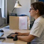 Peut-on travailler avec une discopathie cervicale ? Posture corrigée au bureau, ergonomie cervicale.