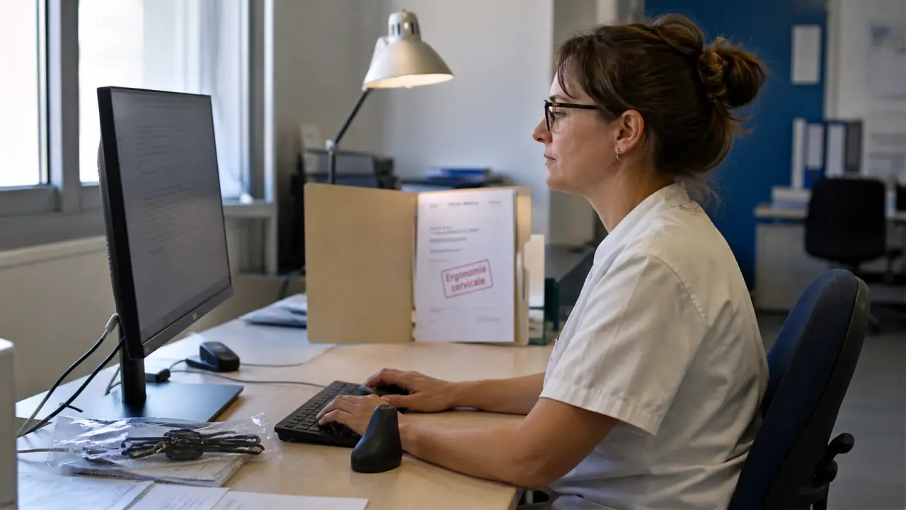 Peut-on travailler avec une discopathie cervicale ? Posture corrigée au bureau, ergonomie cervicale.