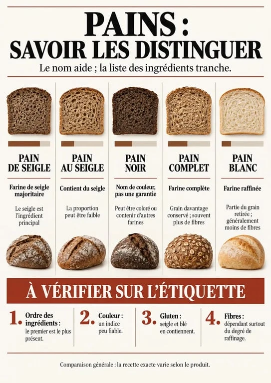 Comparaison du pain de seigle avec le pain au seigle, le pain complet et le pain blanc