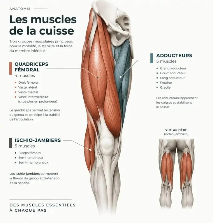 Schéma anatomique des muscles pour se muscler les cuisses
