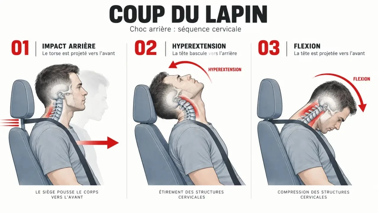 Schéma du mécanisme et du temps de guérison coup du lapin