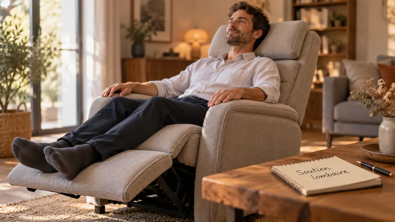 Fauteuil mal de dos avec soutien lombaire et réglages pour soulager la douleur