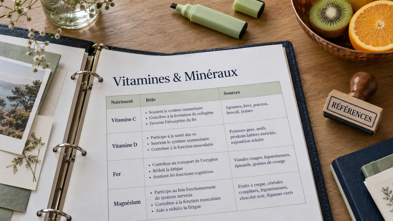 Tableau des vitamines et minéraux pdf : fiche à imprimer sans confondre doses