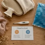Thermothérapie chaud ou froid : compresse et gel pour gonflement